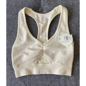 OFFLINE By Aerie Ribbed Ivory Sports Bra Size XxSmall New W/tags